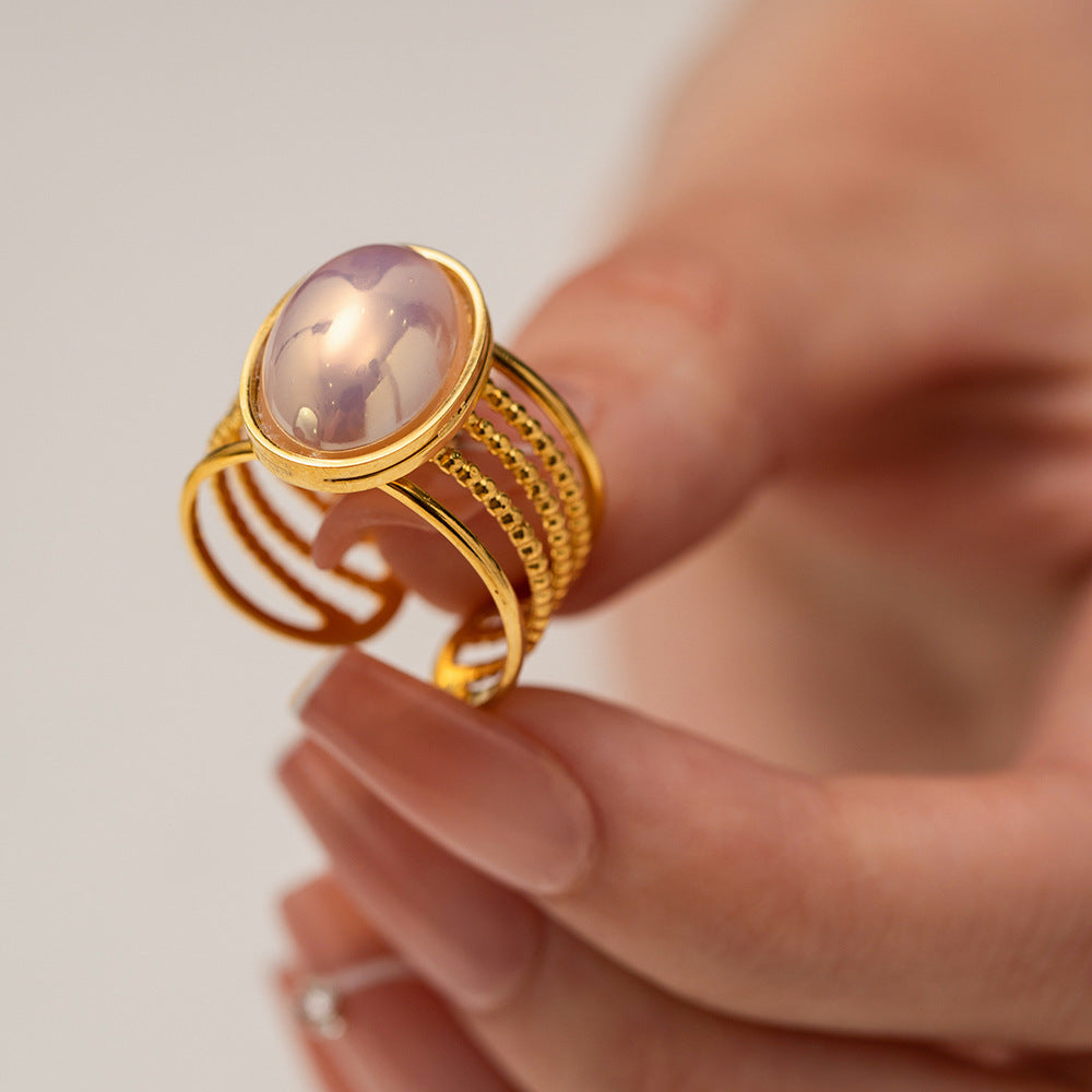 Wholesale Stainless Steel Gold-plated Magic Mermaid Bead Ring